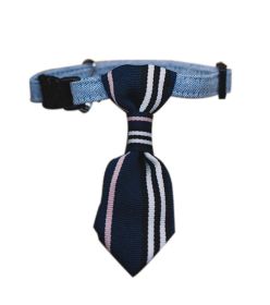 Adjustable Deep Blue Stripe Neck Tie Decorative Collar