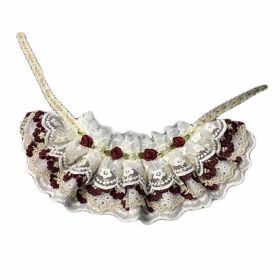Handmade Retro Lace Collars Dog  Neckerchief Wine Red Rose 8.2-11.2"