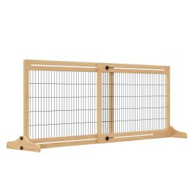 Freestanding Pet Gate Extra Wide 72" W x 27.25" H Barrier Natural
