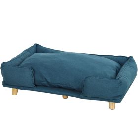 Raised Dog Bed with Comfortable Cushion, Pine Wood Legs, Large