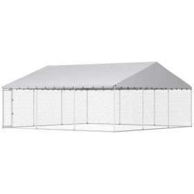 Heavy Duty Outdoor Kennel with Waterproof Roof, Secure Latch, Chain Link