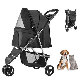 Pet Stroller, 35 lbs Weight Capacity, Foldable Dog Stroller Cart, 3 Wheels Cats