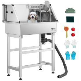 34 Inch Stainless Steel Dog Washing Station, Pet Grooming Tub