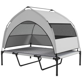 Elevated Dog Bed with Removable Canopy, Portable Outside Raised Pet Cot