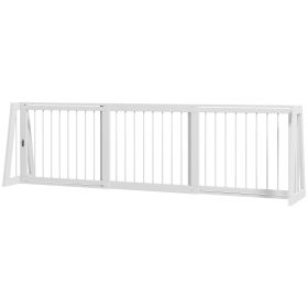 28"-75" Freestanding Wooden Pet Gate with Support Feet & Non-Slip Mats for Indoo