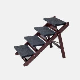 .2Wooden Dog Stairs Steps - Foldable 4 Levels Pet Stairs & Ramp Perfect For Beds And Cars - Portable Dog Cat Ladder Up To 110 Pounds (Option: Default)