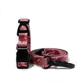 Waterproof UV embossed  Leash and Collar Set (Color: Red flame, size: 1.5cm*150cm)
